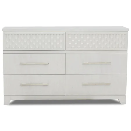 Contemporary Six Drawer Dresser with Power Outlet